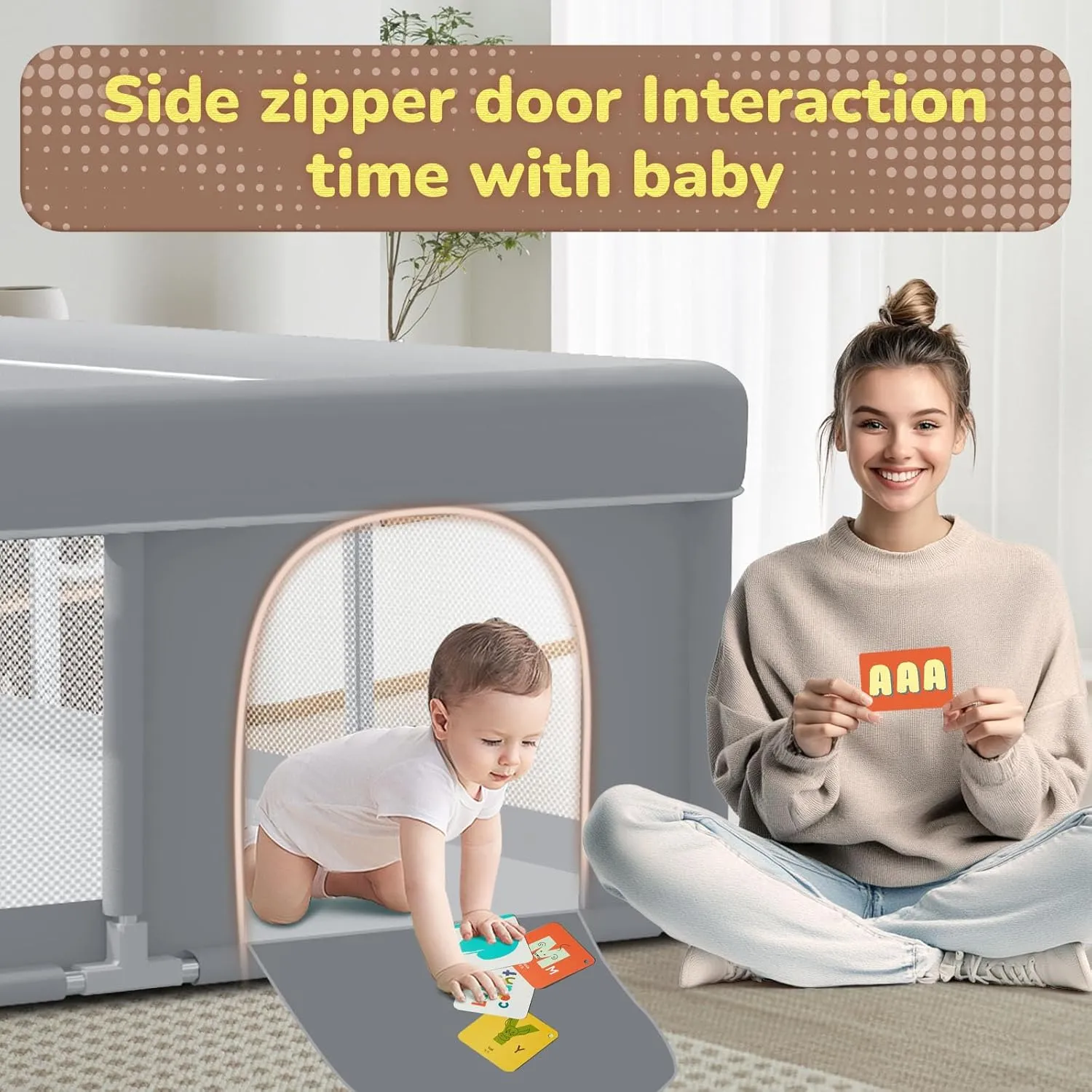 Extra Large Baby Playpen 74x 50 Inch Playpen for Babies and Toddlers with Anti-Slip Suckers and Zipper Gate, Safety Baby Activity Center for Indoor & Outdoor
