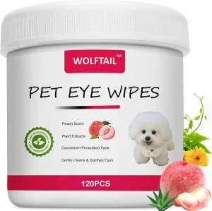 Eyes Wipes for Dogs & Cats - Gently Remove Tear Stain, Eye Debris, Discharge - Pet Cleaning Grooming Deodorizing Wipes for Eyes, Wrinkle, Face - 120pcs