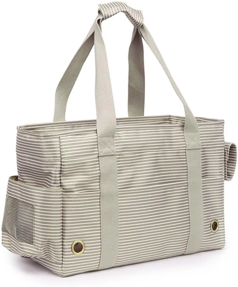Fashion Pet Dog Carriers Cat Travel Carrying Handbag for Outdoor Travel Walking Hiking (White Stripe)