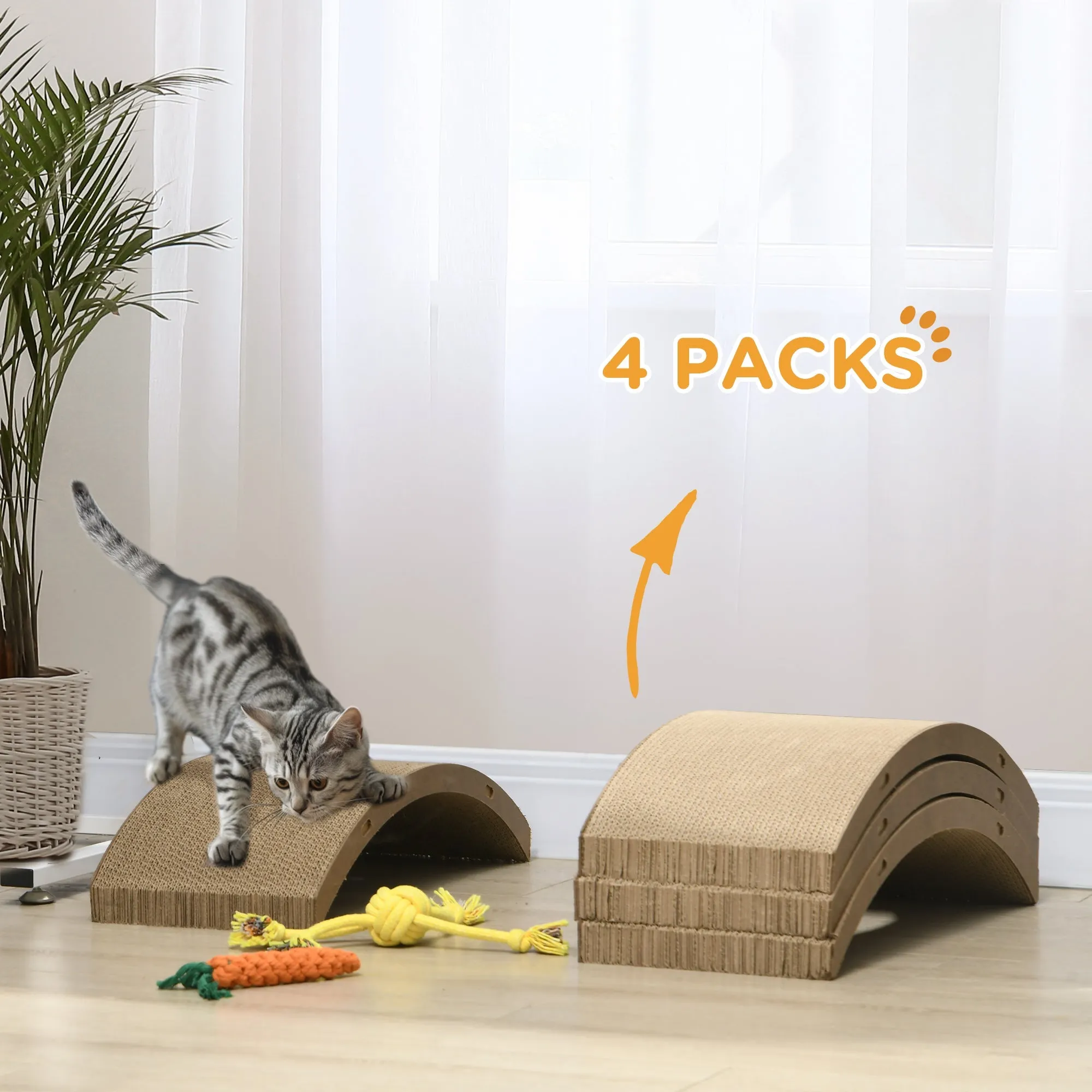 Four-Piece Cat Scratching Board Cat Treadmill Replacement 55 x 26cm - Brown