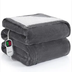Heated Electric Blanket - 72"x84" for Bed & Couch - 5 Heating Levels, 4H Auto Off - Soft Fleece, Grey
