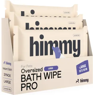 Himmy Large Pet Wipes for Dogs and Cats - 12" x 18" Bath Wipes for Cleaning, Deodorizing, Conditioning, Anti-Itch Grooming, Wet Dog Wipes for Paws, Butt, Ear, Eye, Face, Body Lavender