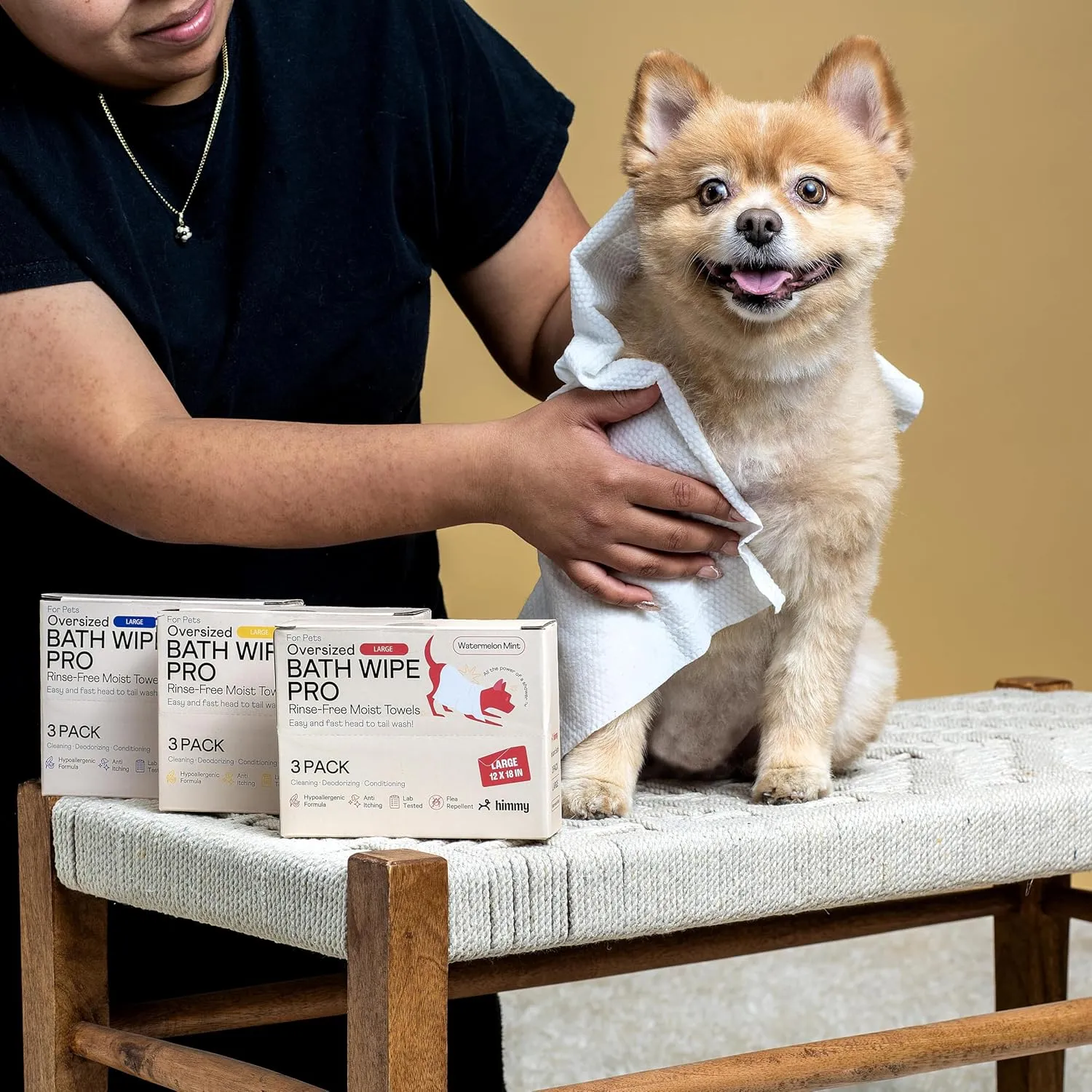 Himmy Large Pet Wipes for Dogs and Cats - 12" x 18" Bath Wipes for Cleaning, Deodorizing, Conditioning, Anti-Itch Grooming, Wet Dog Wipes for Paws, Butt, Ear, Eye, Face, Body Lavender