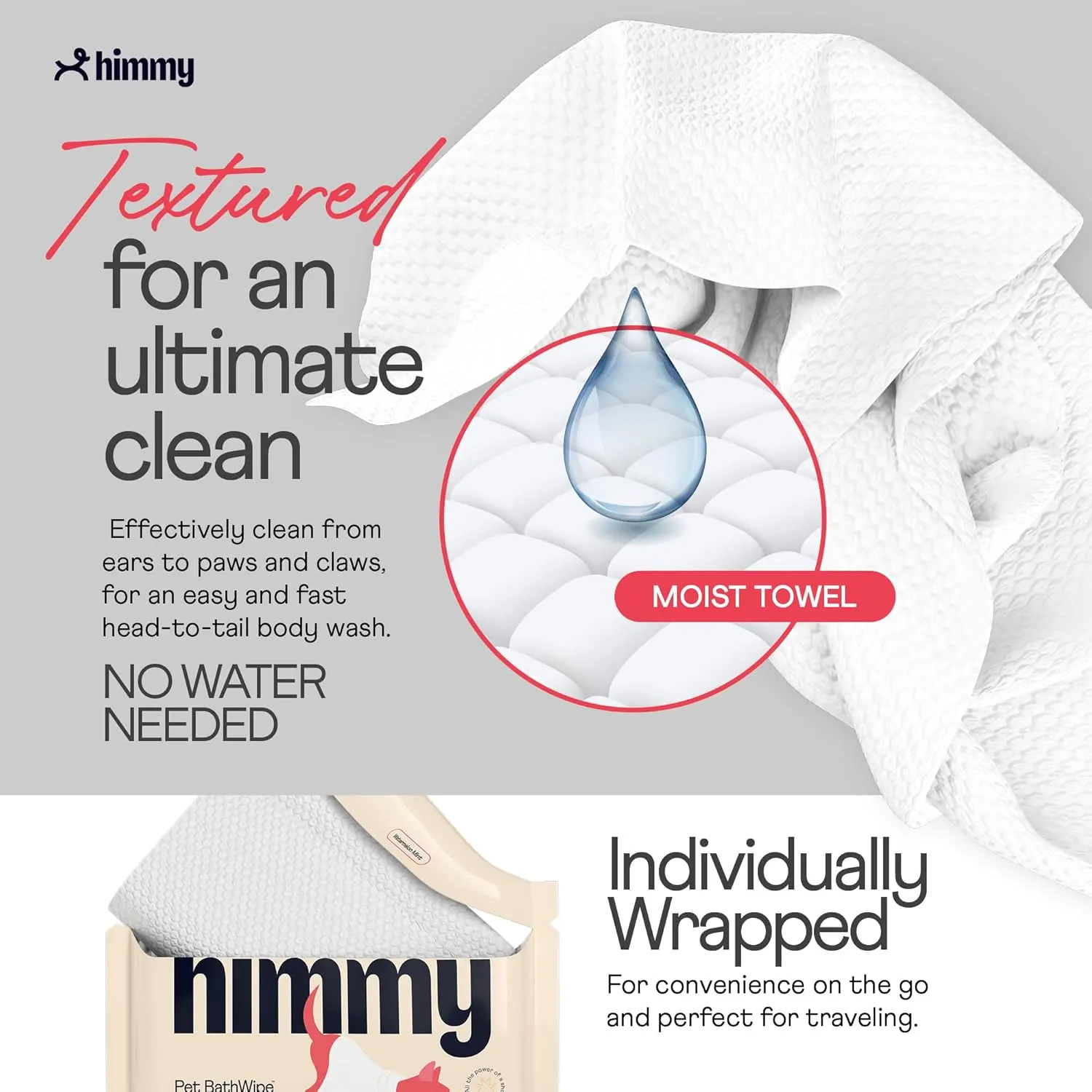 Himmy Large Pet Wipes for Dogs and Cats - 12" x 18" Bath Wipes for Cleaning, Deodorizing, Conditioning, Anti-Itch Grooming, Wet Dog Wipes for Paws, Butt, Ear, Eye, Face, Body Lavender