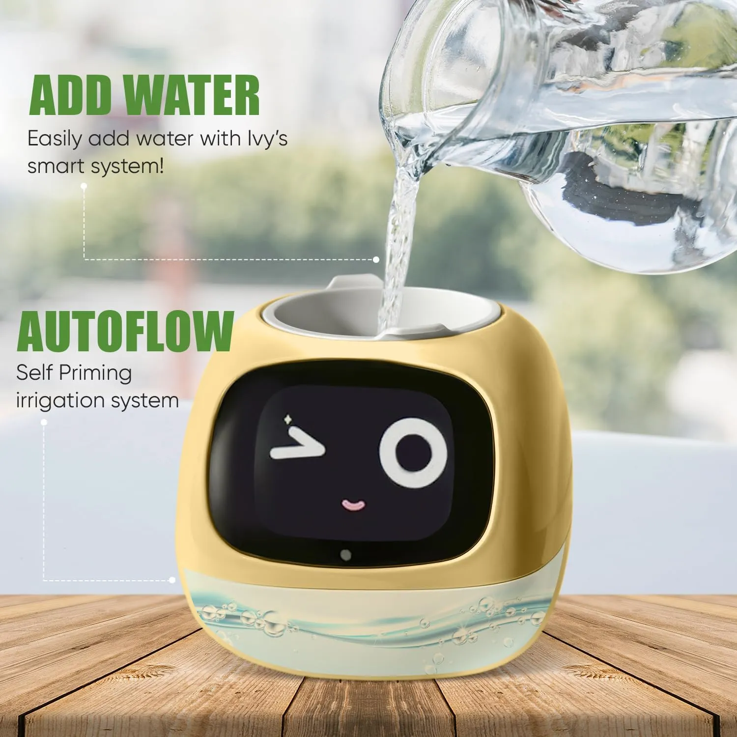 Interactive Plant Pot  Smart Planter, AI Pet Plantagotchi, tamagotchi, Leafypod and Plantiboy, Robot Flower with Feelings, Electric Maceta, Indoor Flowerpot with Water, Digital Gifts (yellow)