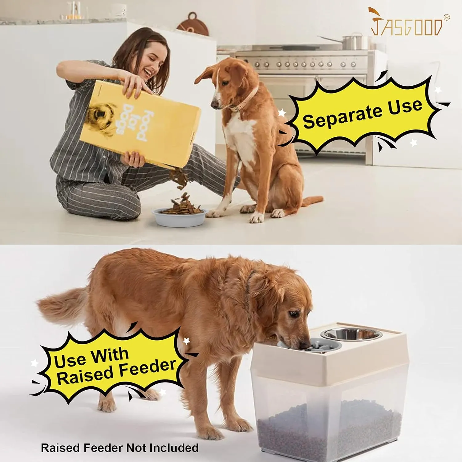 JASGOOD Dog Slow Feeder - Reduce Slip Puzzle Bowl for Raised Pet Feeders - Interactive Bloat Stop Elevated Diners Replacement Bowl (Gray, Fit Opening 7.5"-8")