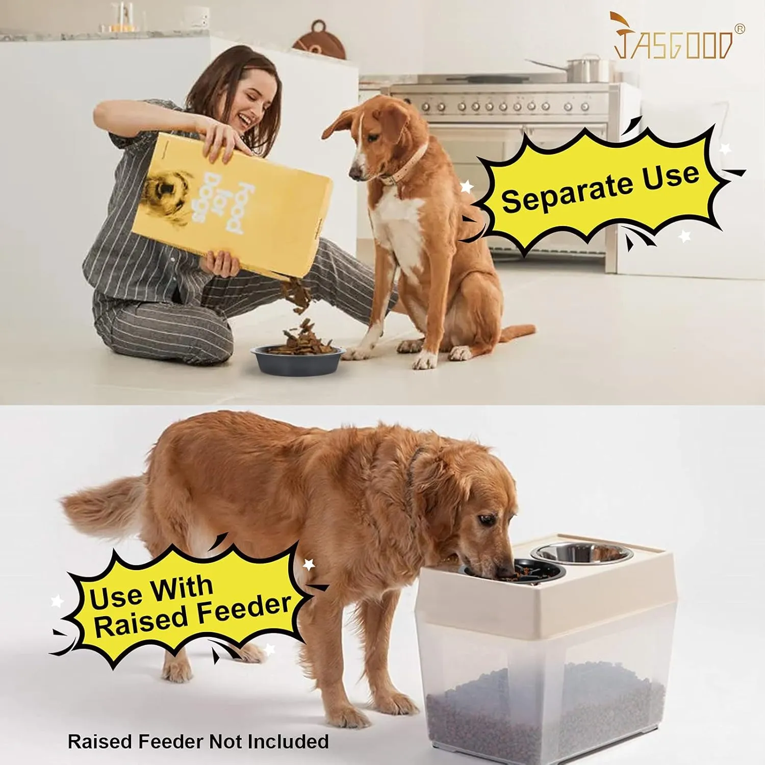 JASGOOD Largr Dog Slow Feeder Bowl - Reduce Slip Puzzle Bowl for Elevated Diners - Dark Gray, Fit Opening 8.9"-9.25"