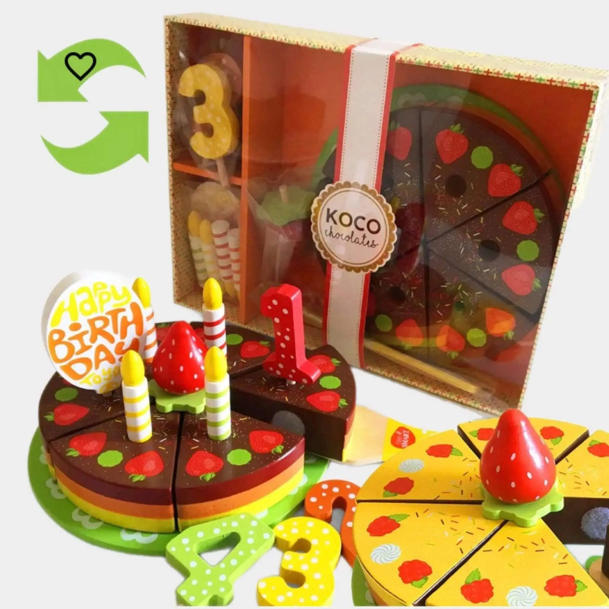 Koco Wooden Celebration Cake (Reversible Design 2 in 1)
