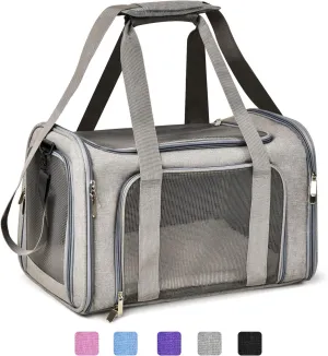 Large Dog Cat Carriers Puppies up to 25Lbs, Big Dog Carrier Soft Sided, Collapsible Travel Puppy Carrier - Large - Grey