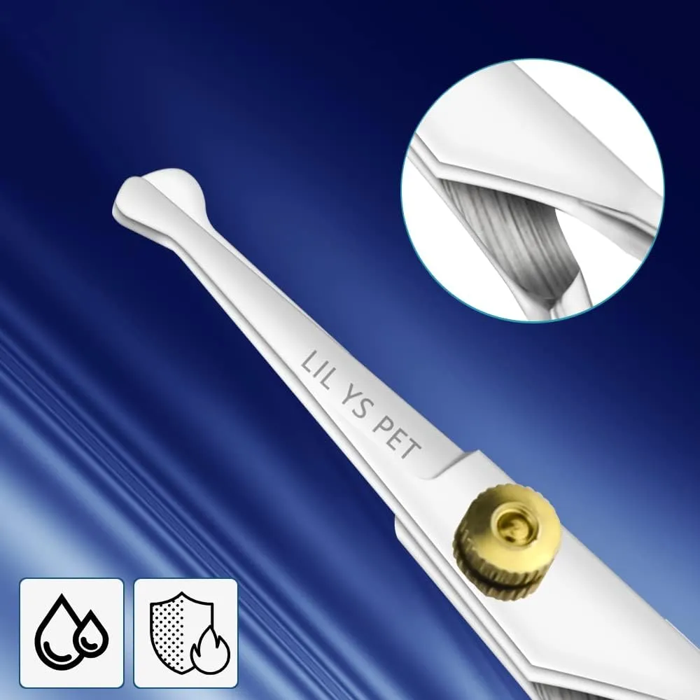 LILYS PET 5.0" Right-Handed Round-Tip Pet Grooming Scissors, Stainless Steel Small Ball Tip for Nose, Ear, Face, Paw Hair for Dogs and Cats