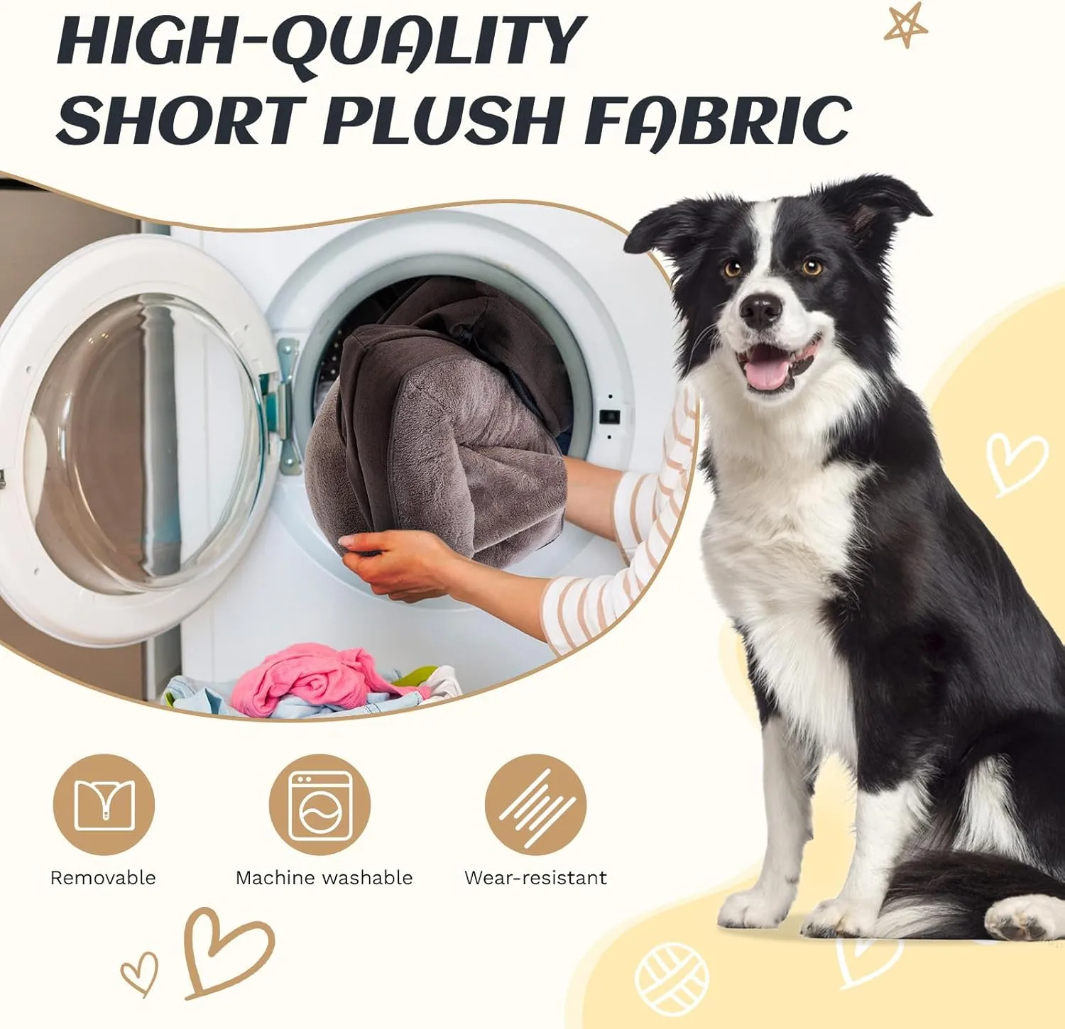 Medium Dog Bed Orthopedic with Bolster Sides Removable Egg-Crate Foam Waterproof Liner Pet Bed Sofa Couch with Removable Washable Cover Non-Slip Bottom, Dark Brown
