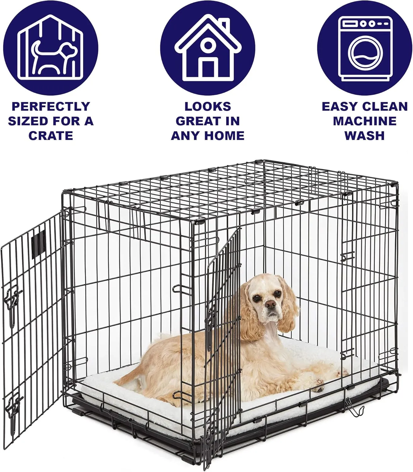 MidWest Homes for Pets Bolster Dog Bed 18L-Inch White Fleece Dog Bed or Cat Bed w/Comfortable Bolster | Ideal for Toy Dog Breeds & Fits an 18-Inch Dog Crate | Easy Maintenance Machine Wash & Dry