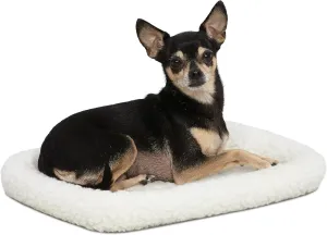 MidWest Homes for Pets Bolster Dog Bed 18L-Inch White Fleece Dog Bed or Cat Bed w/Comfortable Bolster | Ideal for Toy Dog Breeds & Fits an 18-Inch Dog Crate | Easy Maintenance Machine Wash & Dry