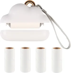Mini Travel Lint Roller, Reusable Pet Hair Remover for Clothes with 150 Refillable Sheets (White)