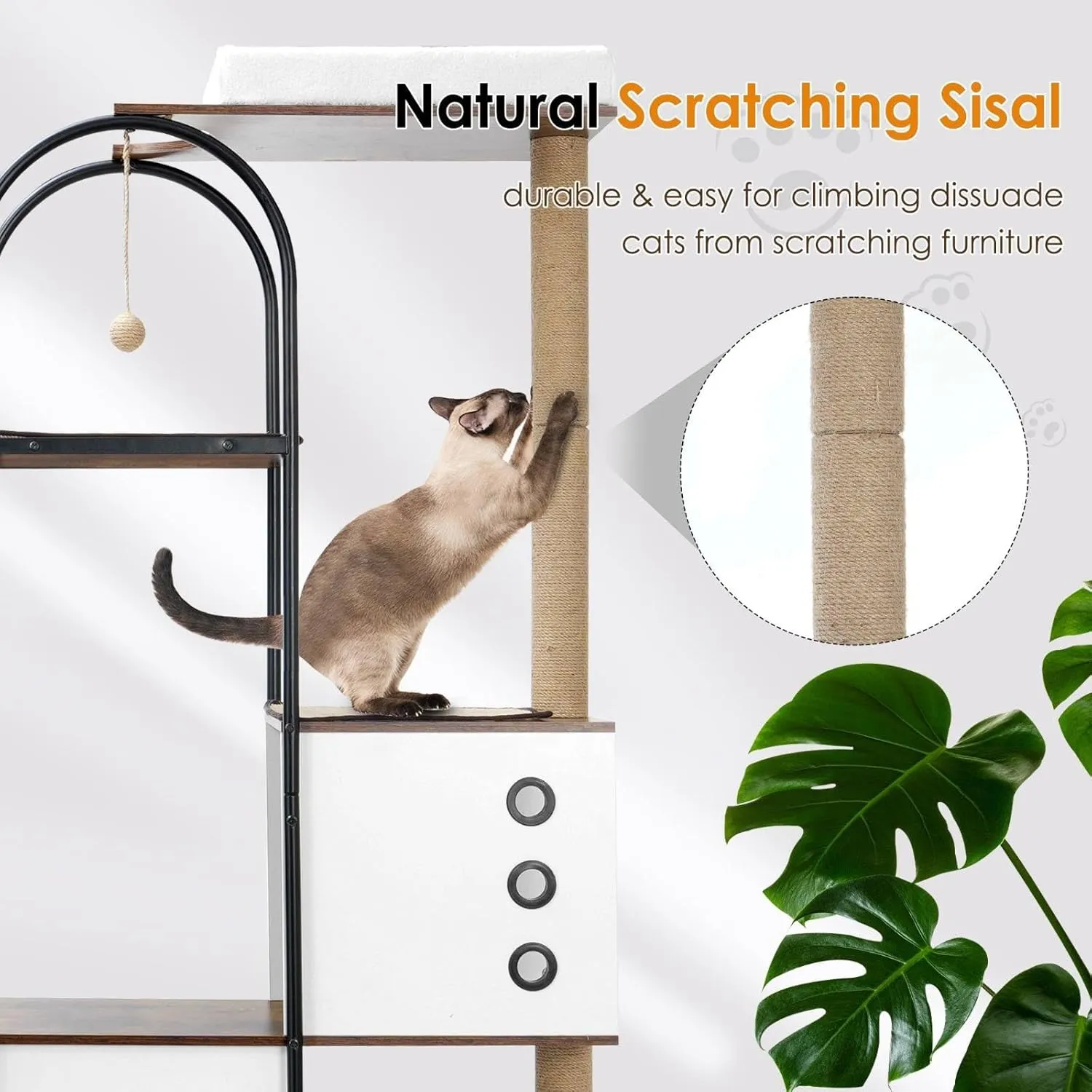 Multi-Level Modern Cat Tree Tower with Scratching Pads & Cozy Hideouts