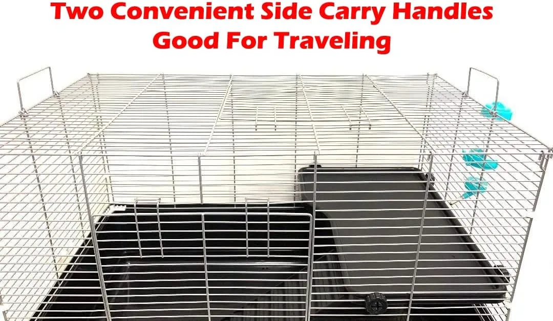 My First Home Large Two-Level Habitat Narrow 3/8-inch Bar Spacing for Exotics Pet Guinea Pig Hedgehog Hamster Gerbil Rat Mice Rodent