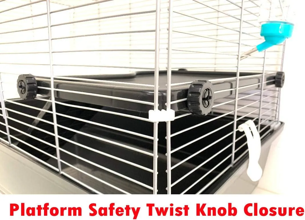 My First Home Large Two-Level Habitat Narrow 3/8-inch Bar Spacing for Exotics Pet Guinea Pig Hedgehog Hamster Gerbil Rat Mice Rodent