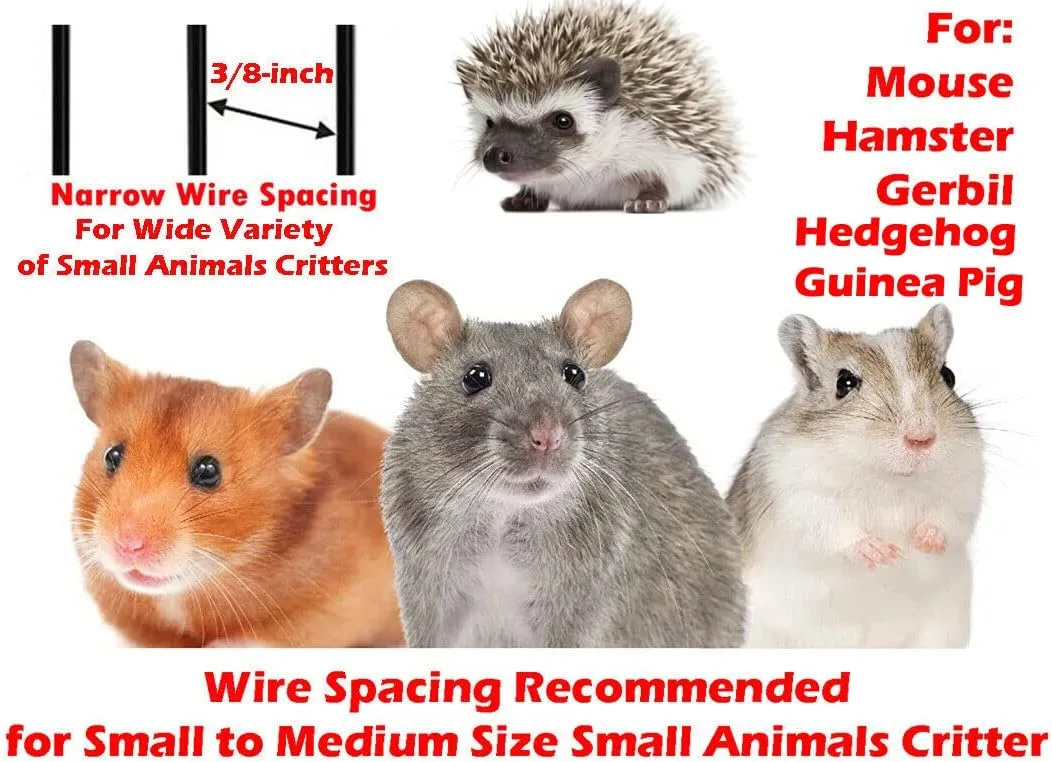 My First Home Large Two-Level Habitat Narrow 3/8-inch Bar Spacing for Exotics Pet Guinea Pig Hedgehog Hamster Gerbil Rat Mice Rodent