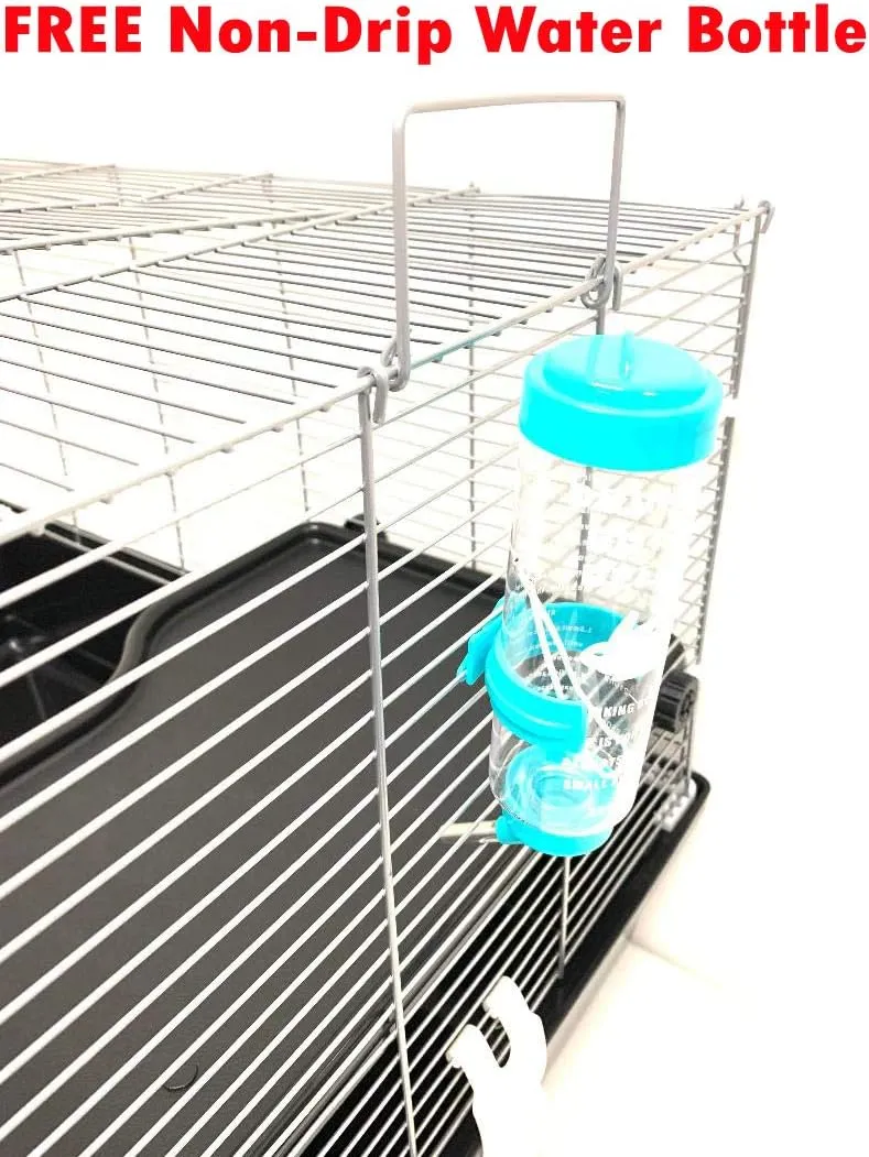 My First Home Large Two-Level Habitat Narrow 3/8-inch Bar Spacing for Exotics Pet Guinea Pig Hedgehog Hamster Gerbil Rat Mice Rodent