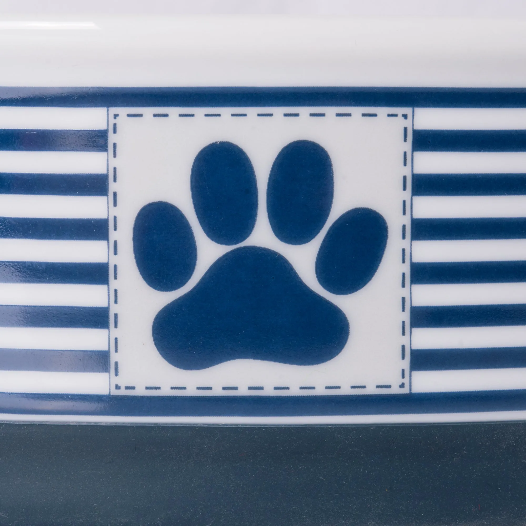Nautical Blue Striped Paw Patch Single Pet Bowl, Small, 0.75 C. Capacity