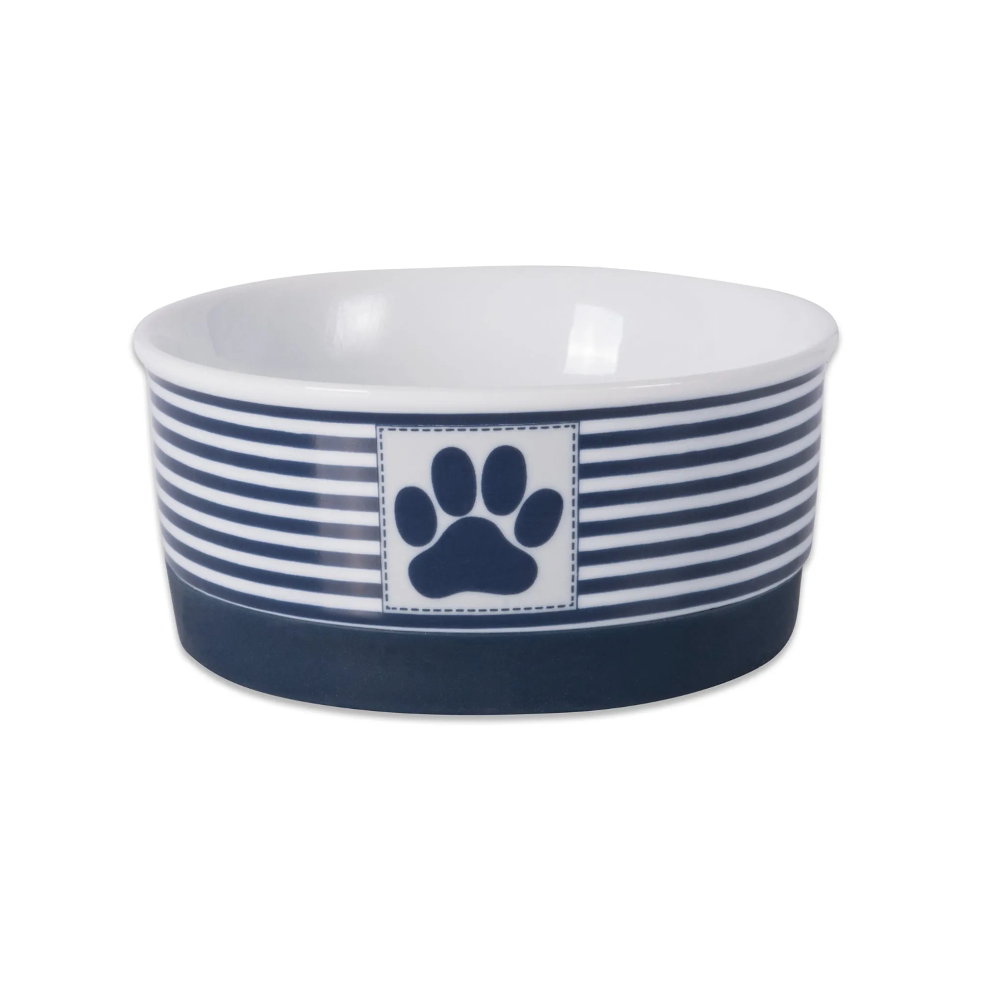 Nautical Blue Striped Paw Patch Single Pet Bowl, Small, 0.75 C. Capacity
