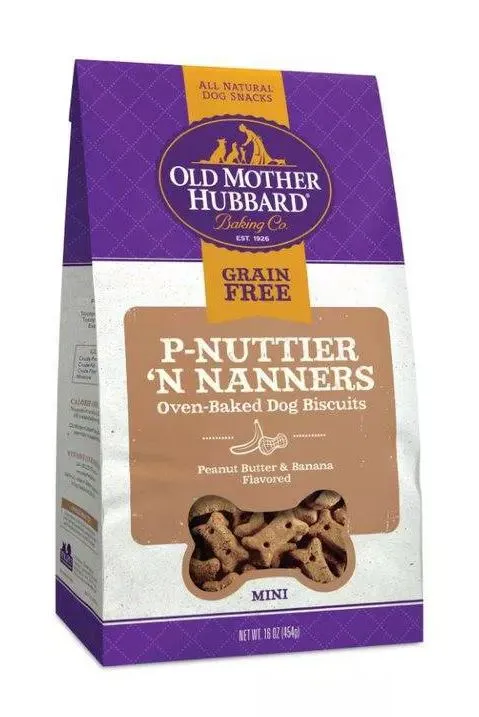 Old Mother Hubbard P-Nuttier 'N Nanners Grain Free Oven Baked Dog Biscuits – Mini - 16 oz. Bag