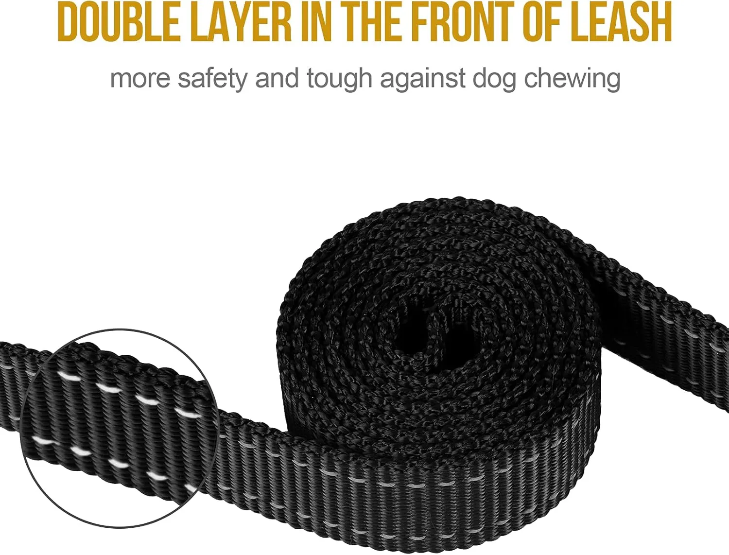 OneTigris Handled No-Pull Dog Walking Leash Long Traffic Leads for Medium to Large Dogs (Black, 4FT)