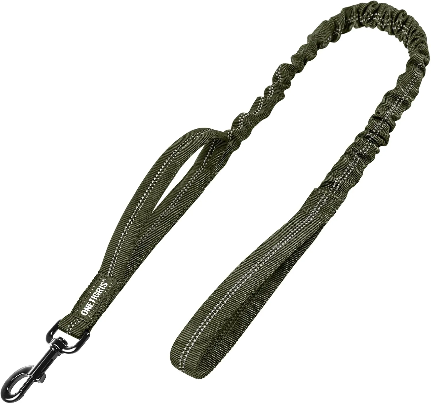 OneTigris Heavy Duty Bungee Dog Leash with Control Handle and Quick Release, Shock Absorption for No Pull Training (Green)