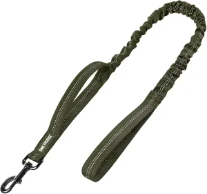 OneTigris Heavy Duty Bungee Dog Leash with Control Handle and Quick Release, Shock Absorption for No Pull Training (Green)