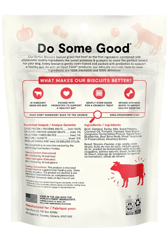 Open Farm - Better Biscuit - Grass-Fed Beef & Oatmeal Dog Treat