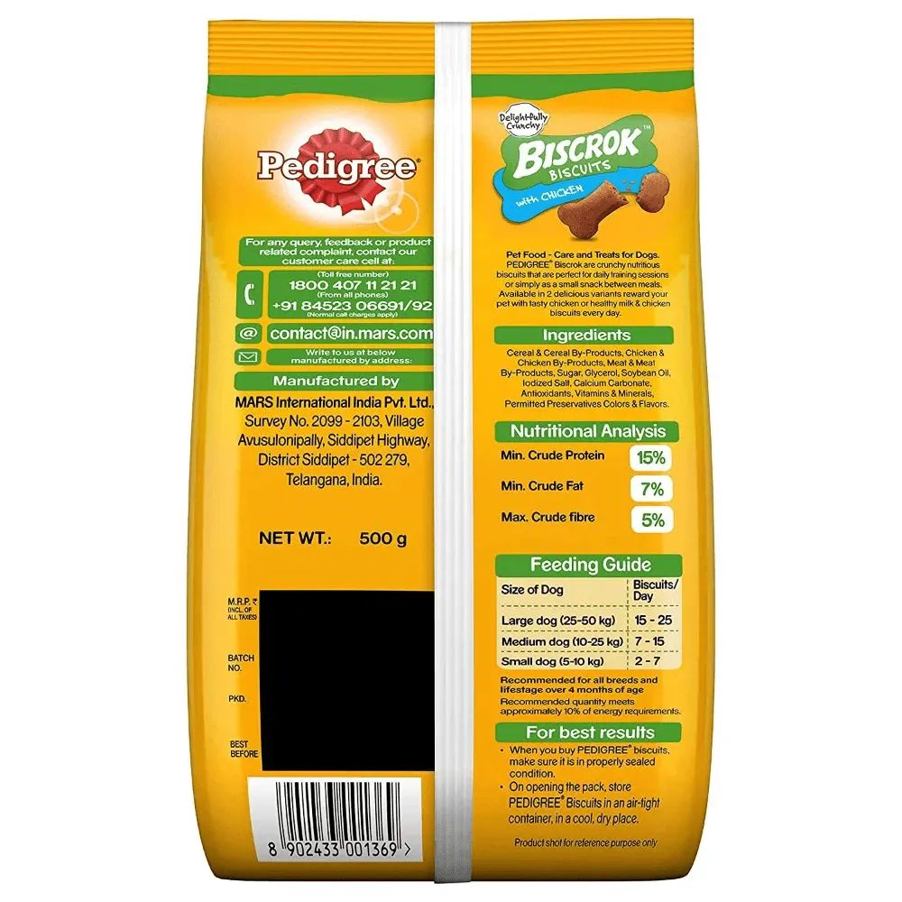 Pedigree PRO Large Breed Puppy Dry Food and Chicken Flavour Biscrok Treat Combo (3kg  900g)