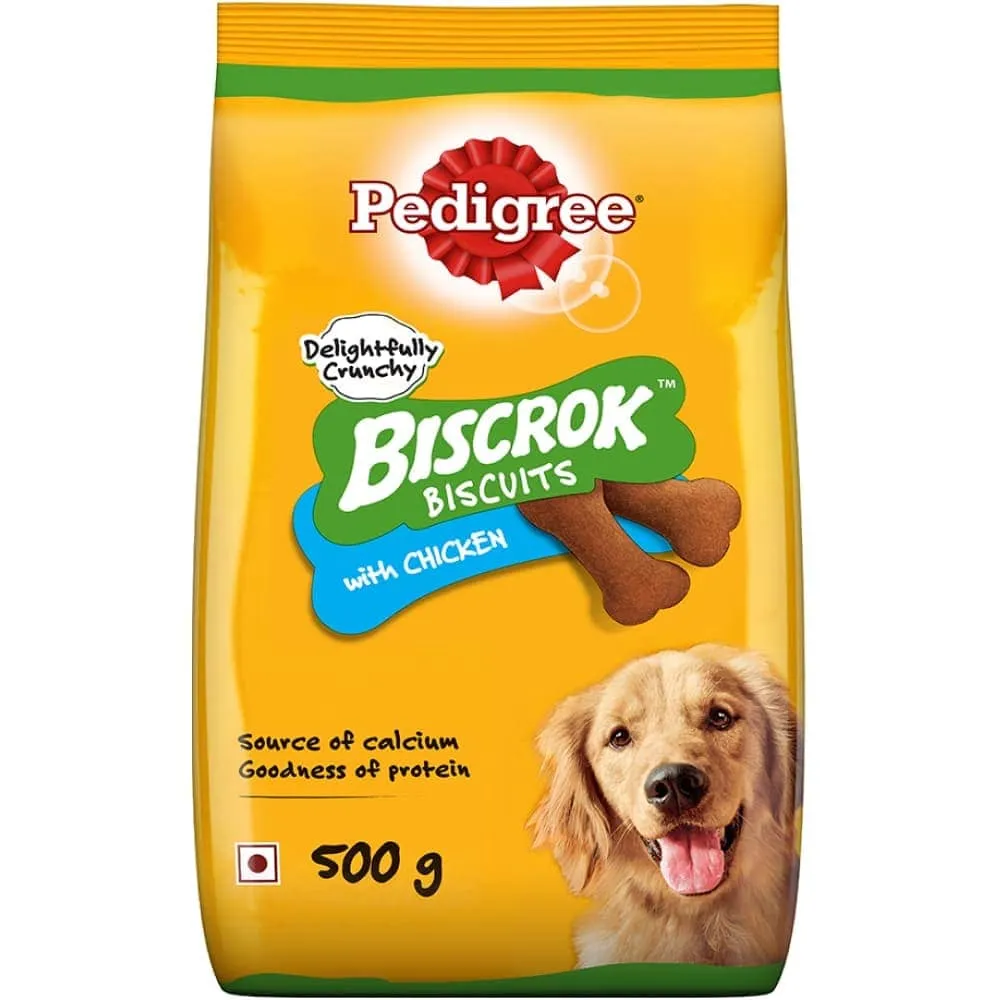 Pedigree PRO Large Breed Puppy Dry Food and Chicken Flavour Biscrok Treat Combo (3kg  900g)