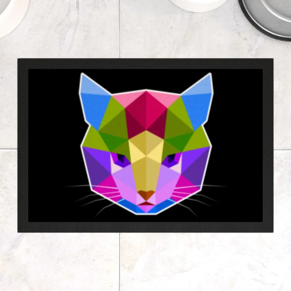 Pet Bowl Mats - Geometric Cat Face