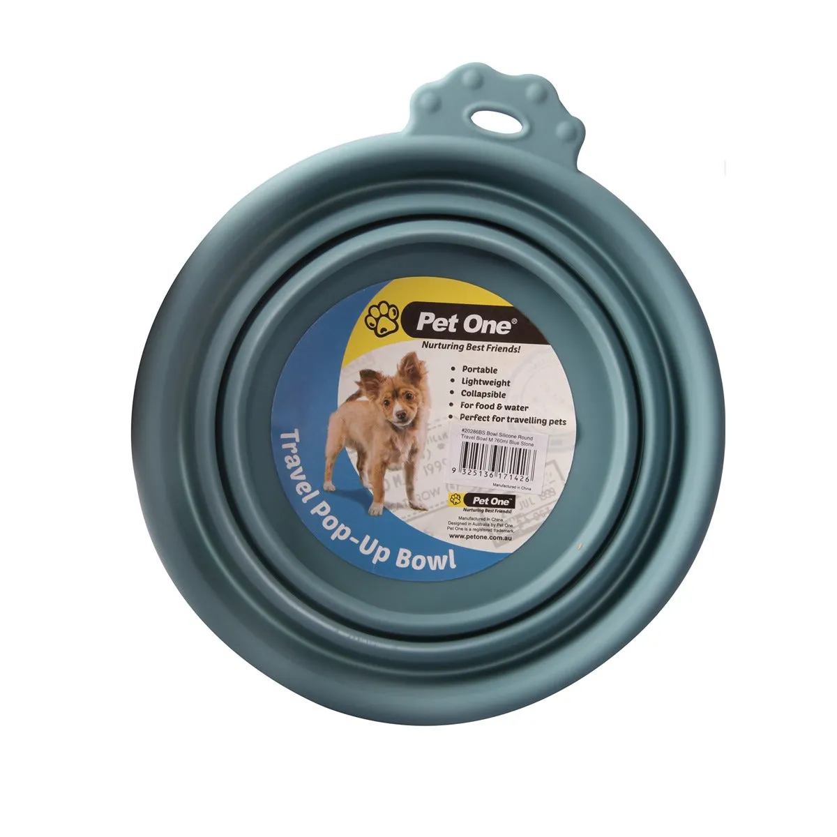 Pet One Travel Dog Bowl Blue Stone