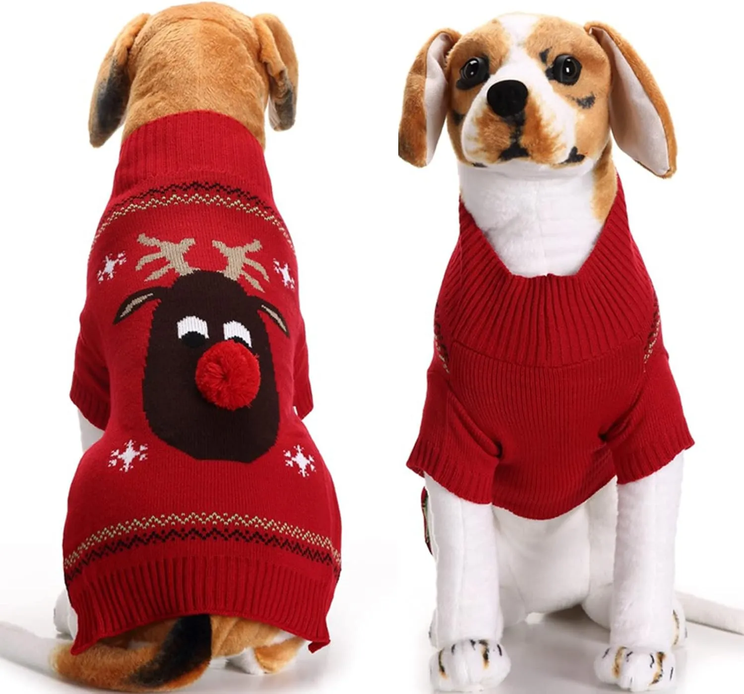 PETCARE Ugly Christmas Sweater - Funny Cute Reindeer Cat & Dog Sweaters - Red, X-Small to Large, Fall Winter Xmas Dog Costume