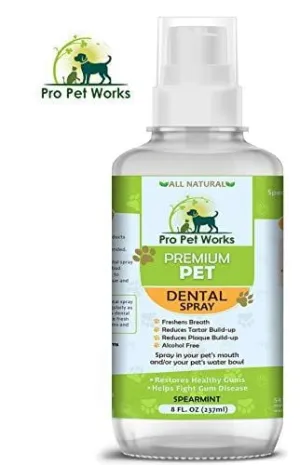 Premium Pet Dental Spray & Water Additive for Dogs Cats and Small Animals [8 OZ]-Dog Dental Care for Bad Pet Breath-Oral Mouth Care Fights Tartar, Plaque, Gum Disease-Dog Toothpaste Deodorizer Chews