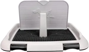 Puppy Training Toilet Pad Holder with Cat Potty Fence - Dog Scheduled Urination Potty Tray for Small & Medium Dogs (Black)