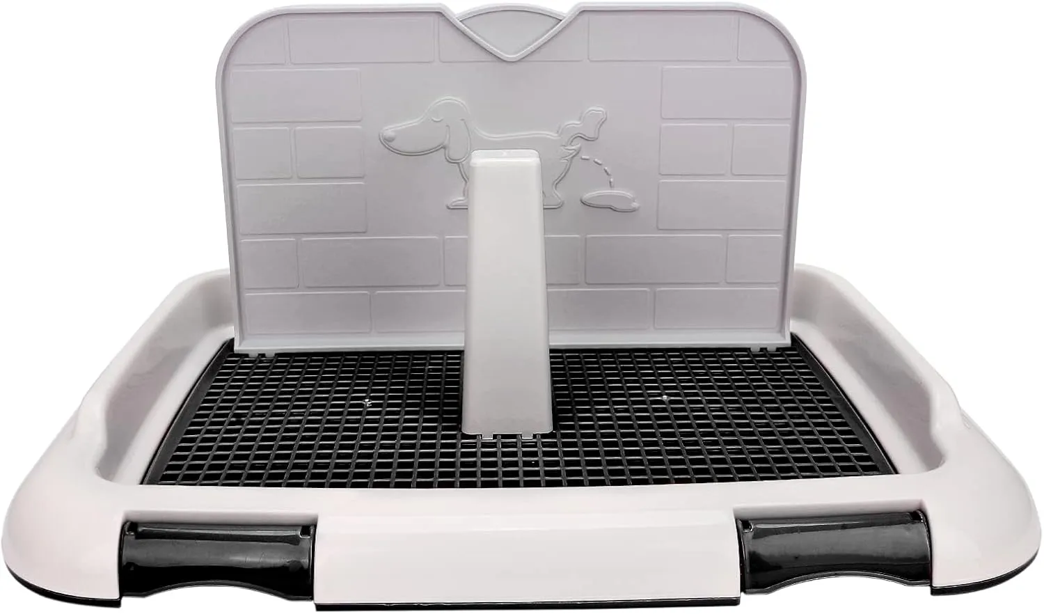 Puppy Training Toilet Pad Holder with Cat Potty Fence - Dog Scheduled Urination Potty Tray for Small & Medium Dogs (Black)