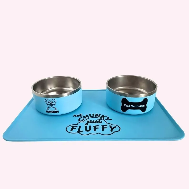 "Feed Me Human" Yellow Dog Food Mat