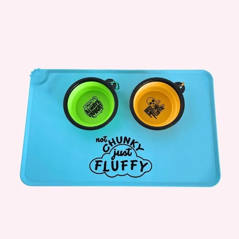 "Feed Me Human" Yellow Dog Food Mat