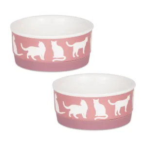 Rose Cat's Meow Pet Bowl Set of 2, Small - 3/4 C Capacity