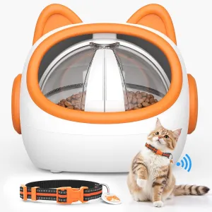 Smart RFID Cat Feeder with Collar Sensors  Automatic Timed Pet Feeder for Multi-Cat, 4 Feeding Modes, Voice Recorder, LCD Display, Wet/Dry Food Compatible