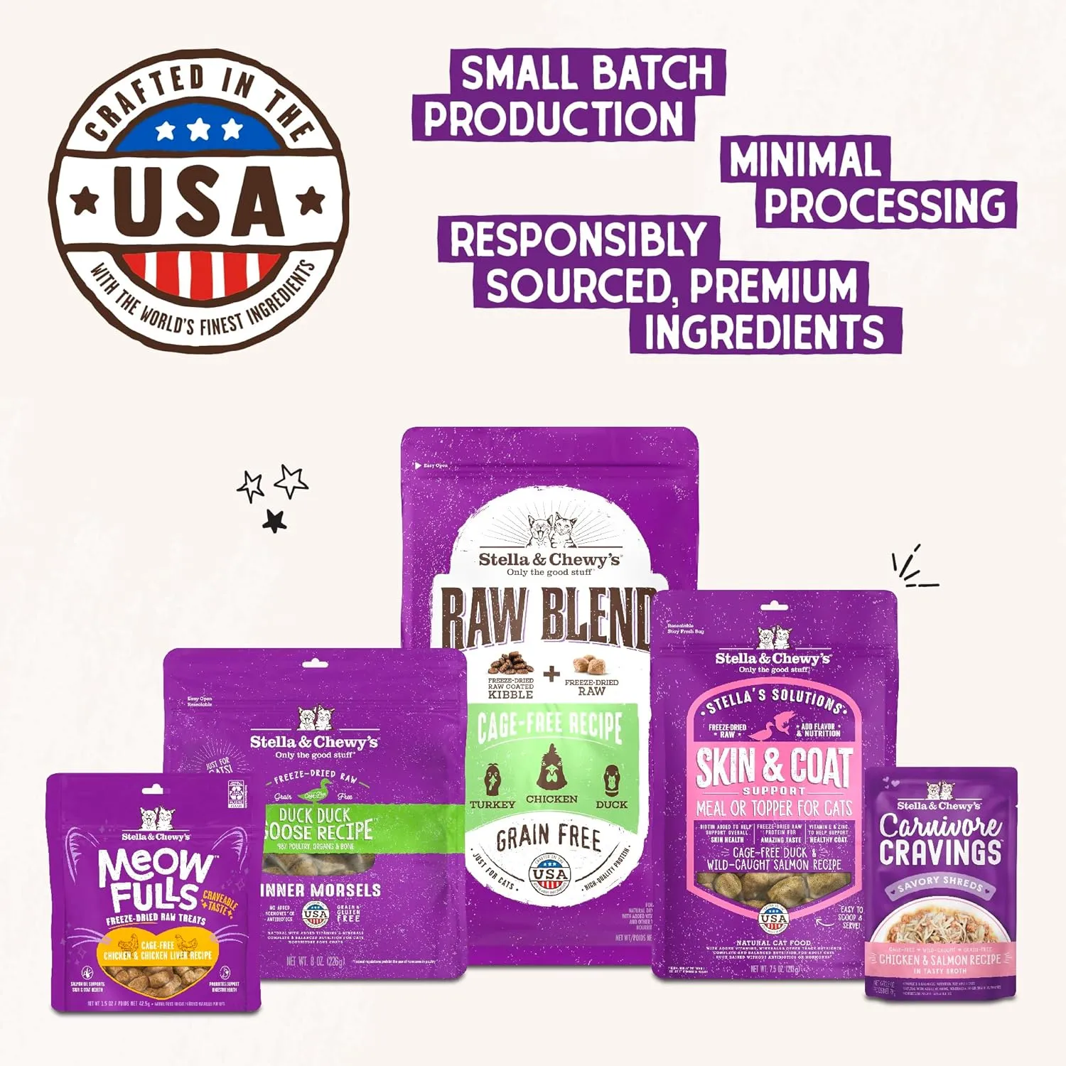 Stella & Chewy's Freeze-Dried Raw Cat Dinner Morsels - Premium Duck & Goose Recipe with 98% Cage-Free Poultry & Organs - Natural Grain-Free Cat & Kitten Food - Made in USA - 3.5 oz