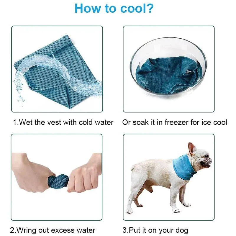 Summer Ice Dog Collar Reusable Physical Instant Cooling Bandana with Leash Hole Pet Scarf