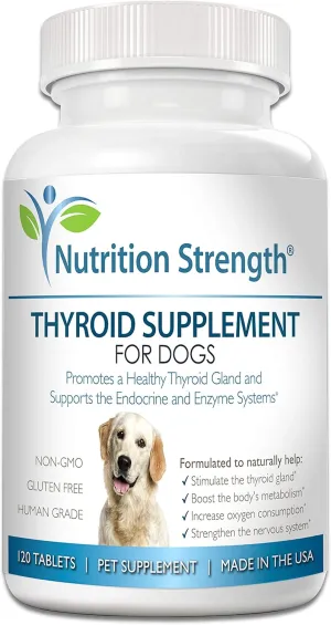 Thyroid Supplement for Dogs, Support for Hypothyroidism in Dogs with Organic Bladderwrack, Promotes Normal Function of Endocrine and Enzyme Systems, 120 Chewable Tablets