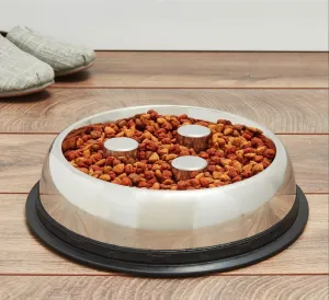Top Dog Chews Brake-Fast Slow Feed Stainless Steel Bowls (2 Quart)