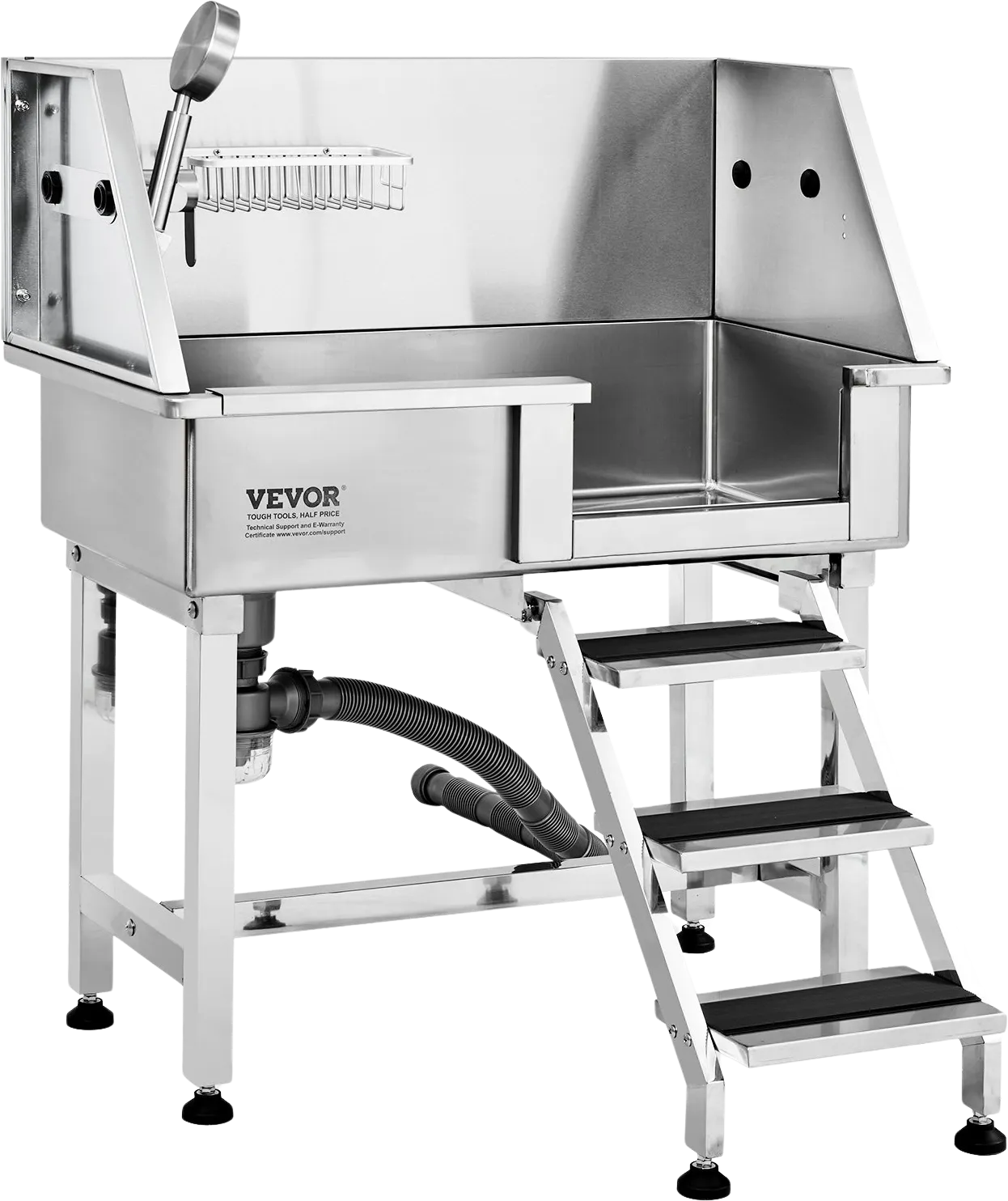 Vevor 34" Dog Grooming Tub Stainless Steel 220 Lbs. Capacity with Right Door and Stairs New