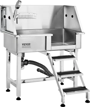 Vevor 34" Dog Grooming Tub Stainless Steel 220 Lbs. Capacity with Right Door and Stairs New