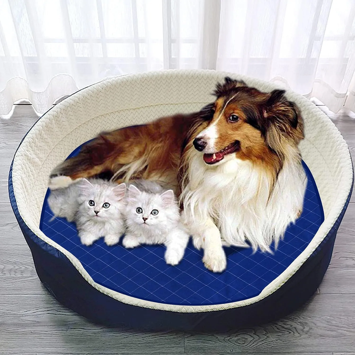 Washable Pee Pads for Dogs, Reusable 48" Round Whelping Pads, Whelping Box for Dogs, Puppy Training Pads with Non-Slip Back for Playpen/Crate, Dog Housebreaking Absorption Pad