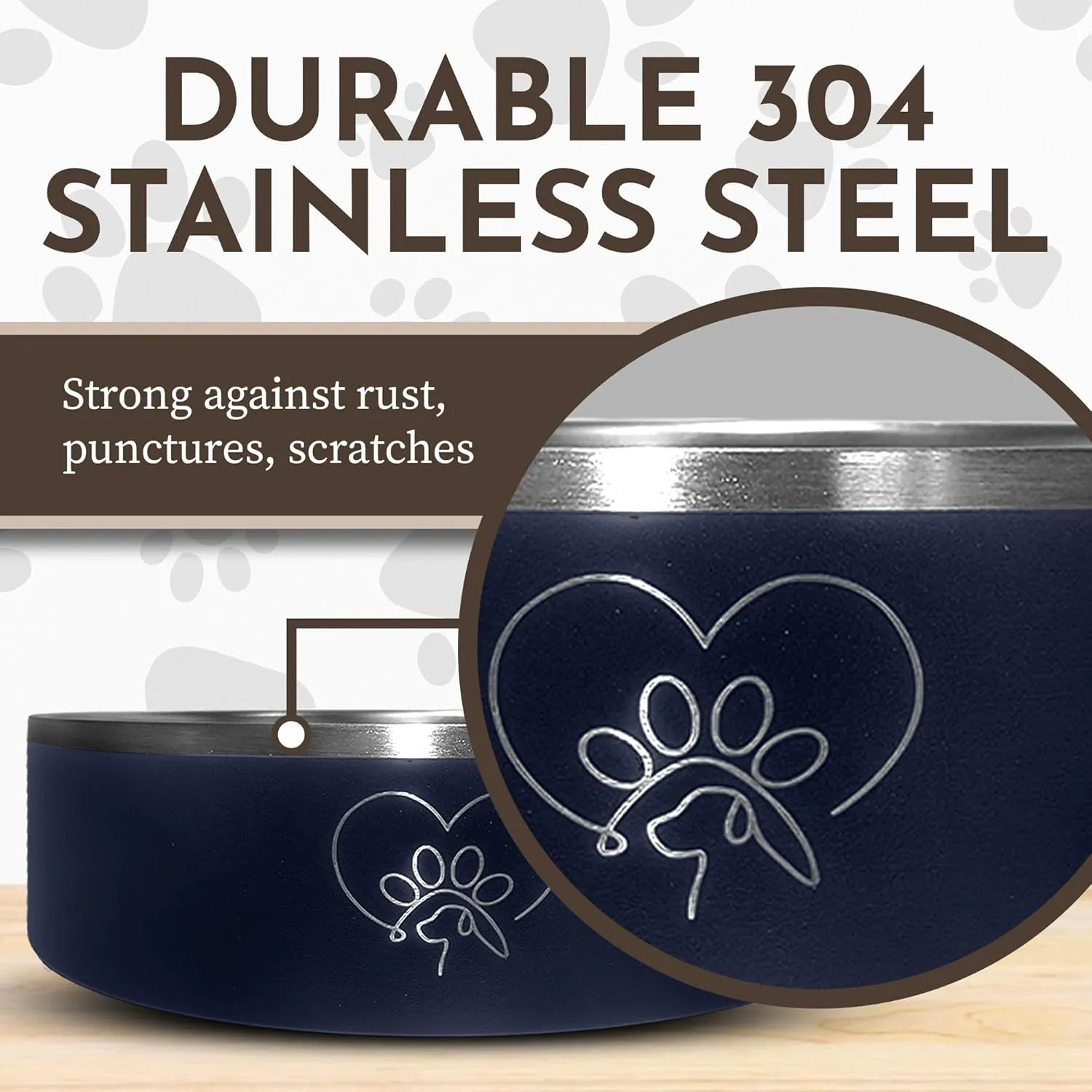 Watering Hole- Stainless Steel Dog Bowl, Insulated Dog Bowls, Non Slip, Diswasher Safe, Cats, Dog Food Bowls, Dog Water Bowl, Puppy Dog Bowl for Small Medium Dogs (Dark Blue, 18 oz)